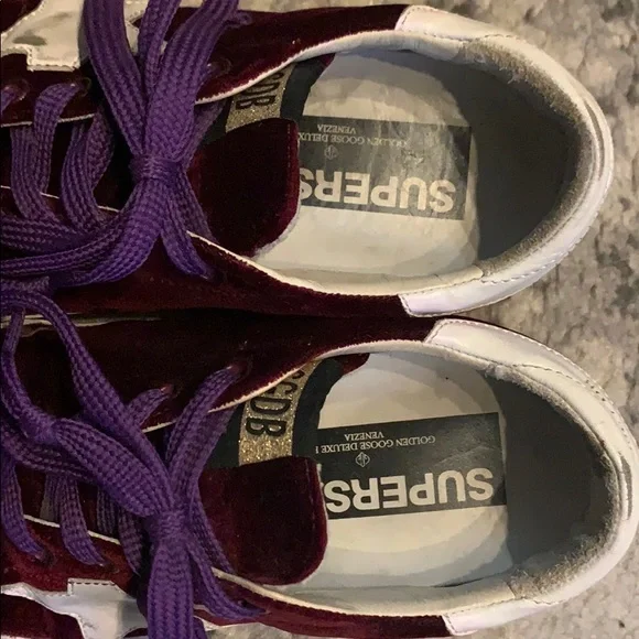 Burgundy Velvet Golden Goose Sneakers